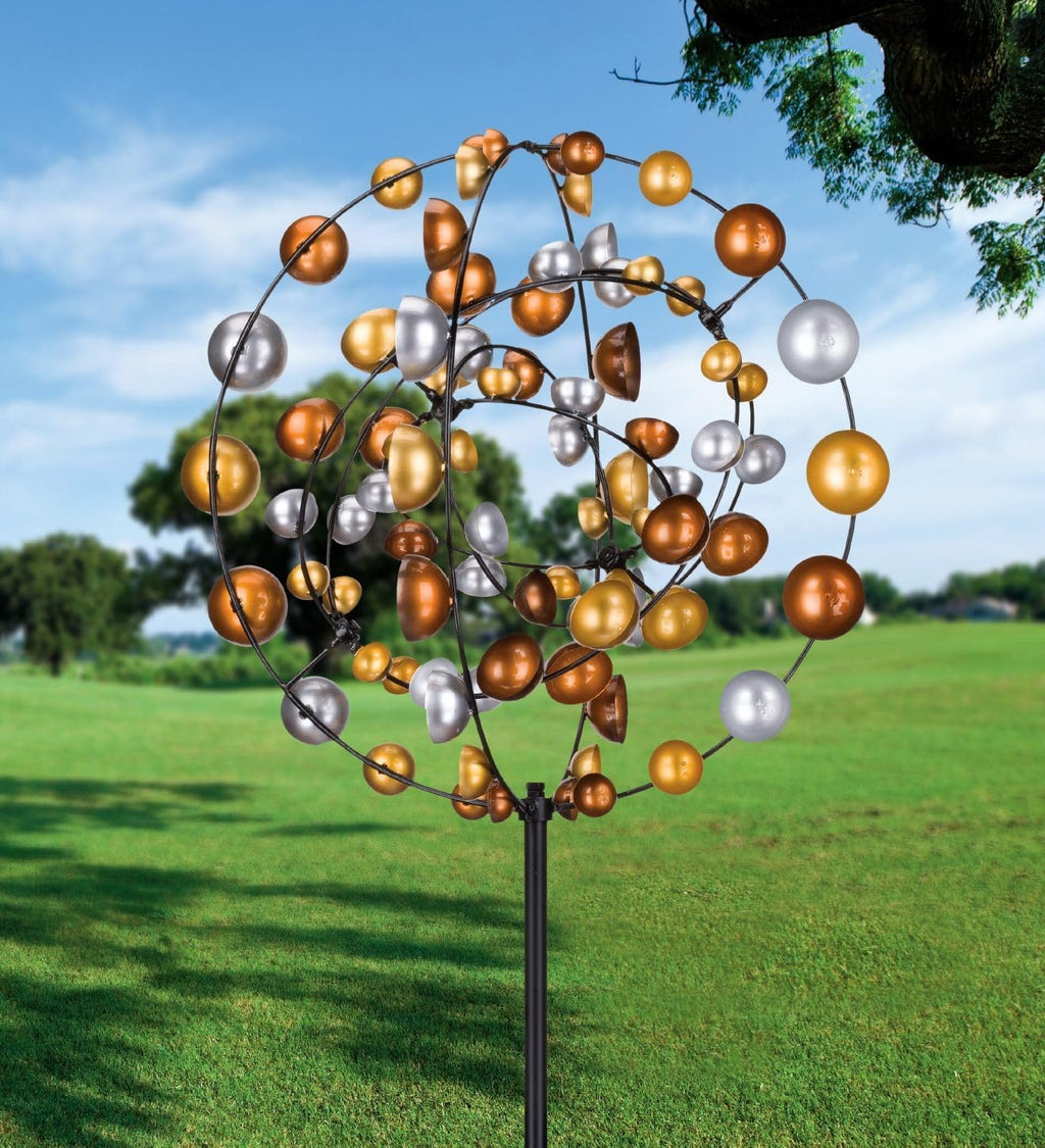 Regal Art & Gift Gyroscope Wind Spinner – Metal Yard Decorations Outdoor | Kinetic Garden Spinner for Lawn, Pathway, or Flower Bed | Weather-Resistant Outdoor Sculpture - 86 Inch