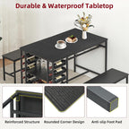 Garvee Dining Table Set for 4, Kitchen Table Set for 4 with 2 Benches, 3 Piece Dining Room Table Set for Small Space Apartment, Black
