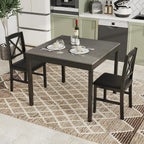 GOFLAME 3-Piece Dining Table Set for 2, Wooden Square Kitchen Table with 2 Upholstered Chairs, Space-Saving Dining Room Furniture Set for Dining Room, Breakfast Nook, Small Space, Grey & Black