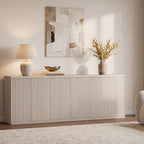 SICOTAS Buffet Cabinet with Storage Accent Sideboard Modern Credenza with Doors & Shelves Fluted Media Console Mid Century Coffee Bar Table for Living Room Kitchen Dining Room Hallway(3PCS)