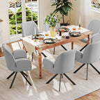 Furniliving 360° Swivel Dining Chairs Set of 2, Modern Upholstered Dining Room Chairs with Thicken Cushion, Style Chair with Arms Swivel Kitchen Chairs for Living Room, Restaurant, Chenille, LightGrey