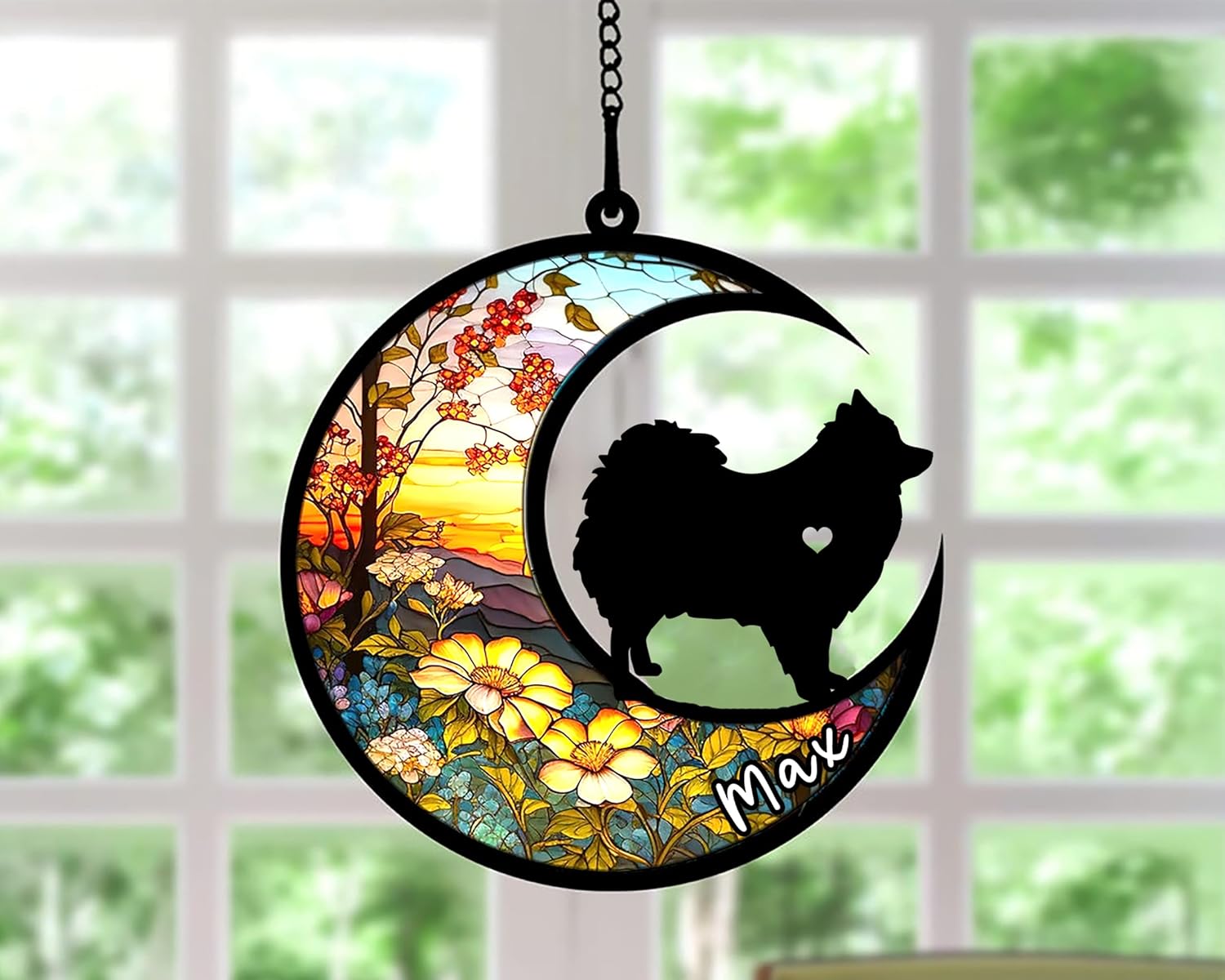 Personalized Dog Memorial, Custom Name Pomeranian Dog Christmas Ornament with Name, Custom Breeds, Pet Loss Light Catcher, Gifts for Lovers Loss of Pet Sympathy on Mothers Day Christmas