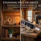 The Bridge Collection Antler Wine Bottle Holder – Rustic Deer Antler Bar and Countertop Decor – Cabin Lodge Wine Display Accent