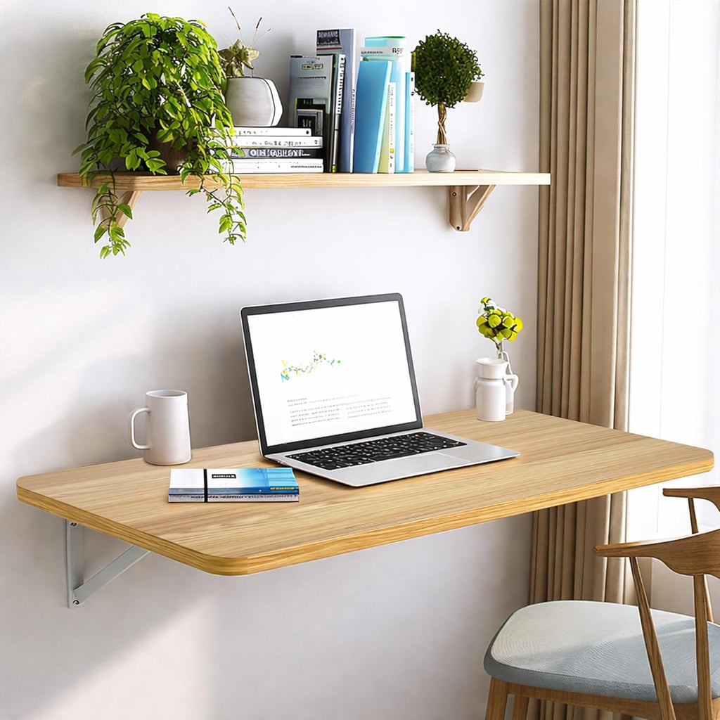 Laundry Folding Table, 40'' x 20'' Wooden Wall Mount Desk, Laundry Table for Folding Clothes, 40'' Length (Oak Color)