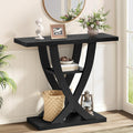 FAVOOSTY Entryway Table, 3 Tier Hallway Table, Console Tables for Living Room, Narrow Entrance Table with Storage, Sofa Table Behind Counch, Accent Table for Entry Foyer, Black