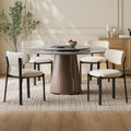 Dining Chairs Set of 4, Modern Upholstered Fabric Kitchen Chairs | Textured Fabric, Curved Back, Upholstered Seat, Metal Frame, Dining Room, Kitchen, Breakfast Nook, Restaurant, Beige