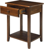 Casual Home Owl Night Stand with USB Port Charging Station and Drawer, 17.5"W x 14.25"D x 24.5"H, Warm Brown