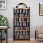CD Storage Rack Holds 400+ CDs, 8-Tier CD DVD Storage Tower Organizer, Large Media Storage Shelf with Adjustable Feet for Living Room Bedroom Home Entertainment, Rustic Brown