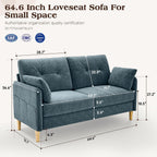 Ihanherry Loveseat Sofa, 64.6" Small Love Seat for Small Spaces, Soft Chenille Fabric Couches for Living Room with Throw Pillow and Removable Cushion Cover, Couches for Bedroom, Apartment, Office