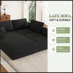 106" Modular Sectional Sofa with Deep Seat, L-Shaped Corduroy Couch with Reversible Chaise, 3-Piece Set for Living Room Bedroom Apartment, No Assembly Required