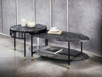 Engineered Stone Top & Black Finish Nesting Table Set | Dual-table nesting design with 15 mm thick engineered stone tops