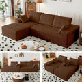 108" Brown Modular Sectional Cloud Couch for Living Room Deep Seat L Shapes Couch with Oversized Chaise Lounge, Comfy Memory Foam Flannel Fabric Sofa for Bedroom Apartment
