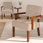 FAGAGA Accent Chairs Set of 2, 2 Solid Wood Armchairs with Side Table | Living Room Chairs with Soft Thicken Cushion, Comfy Reading Chair for Bedroom, Waiting Room, Home Office, Easy Assembly