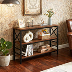 Hombazzar 3-Tier Sofa Table,Console Tables for Entryway,Brown 47" | Stable Support,Multi-functional use for home,Easy Assembly,Scratch Resistant & Rustproof