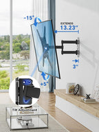 Simple Trending TV Wall Mount Full Motion for 26" to 60" TVs and Flat Panels, TV Motion Bracket Swivel Tilt Extension Rotation Max VESA 400x400mm up to 77lbs, Black