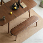 47" Solid Wood Skinny Bench | Walnut Finish Narrow Dining Bench | Mid-Century Modern Entryway Bench for Bed End, Living Room | Rounded Corners | Solid Oak Indoor Furniture