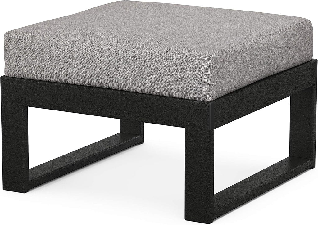 POLYWOOD® Edge Modular Deep Seating Ottoman, Black/Grey Mist