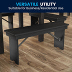 Flash Furniture Hercules Commercial Farmhouse Folding Bench, Antique Solid Pine Entryway Bench, Foldable Locking Legs, 40" x 12", Black Wash