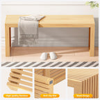 Bamboo Dining Bench, 35-inch Sleek Design Entryway Shoe Rack Bench, Indoor Kitchen Table Bench, Waterproof Outdoor Bench, Natural