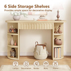 Hoctieon Fluted Console Table with Storage, Entryway Table with Side Storage Shelves, Narrow Sofa Tables Behind Couch, Hallway Tables for Living Room, Entrance, Foyer, Oak