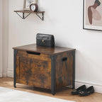 GAOMON 23.6" Storage Chest, Storage Bench with Safety Hinge | Farmhouse Style Wooden Trunk Chest for Entryway, Bedroom, Living Room, Rustic Brown