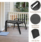 Outdoor Footstools All Weather Ottomans Solid Steel Frame Footrest Seat Side Table Black
