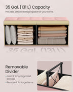 SONGMICS Foldable Storage Ottoman with Flipping Lid, 43.3 Inch Velvet Bench | Coffee Table, Folding Storage Bench for Bedroom, Entryway Shoe Bench, Jelly Pink, MINOTA Collection ULSF078SA01
