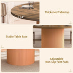 55 inch Round Dining Table for 4-6 People, Modern Farmhouse Dining Kitchen Table with Fluted Cylindrical Pedestal Base for Dining Room, Living Room, Kitchen, (Chairs Not Included)