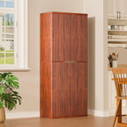 72" Tall Kitchen Pantry Modern Fluted Wood Storage Cabinet with Doors,6 Door Shelves, Organizer, Versatile Cupboard for Kitchen Dining (Walnut-Fluted)