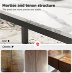 79 Inch Industrial Dining Table, Large Rectangle Kitchen Table with Metal Legs, Round Corners, Wooden Conference Tables Writing Desk for Dining Room, Living Room, White Faux Marble