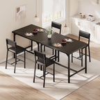 GarveeHome Dining Table Set for 2 with Corner Protector, Kitchen Table Set w/Footrest & Backrest, Counter Height Table with 2 Upholstered Bar Chairs, for Small Space, Retro Black