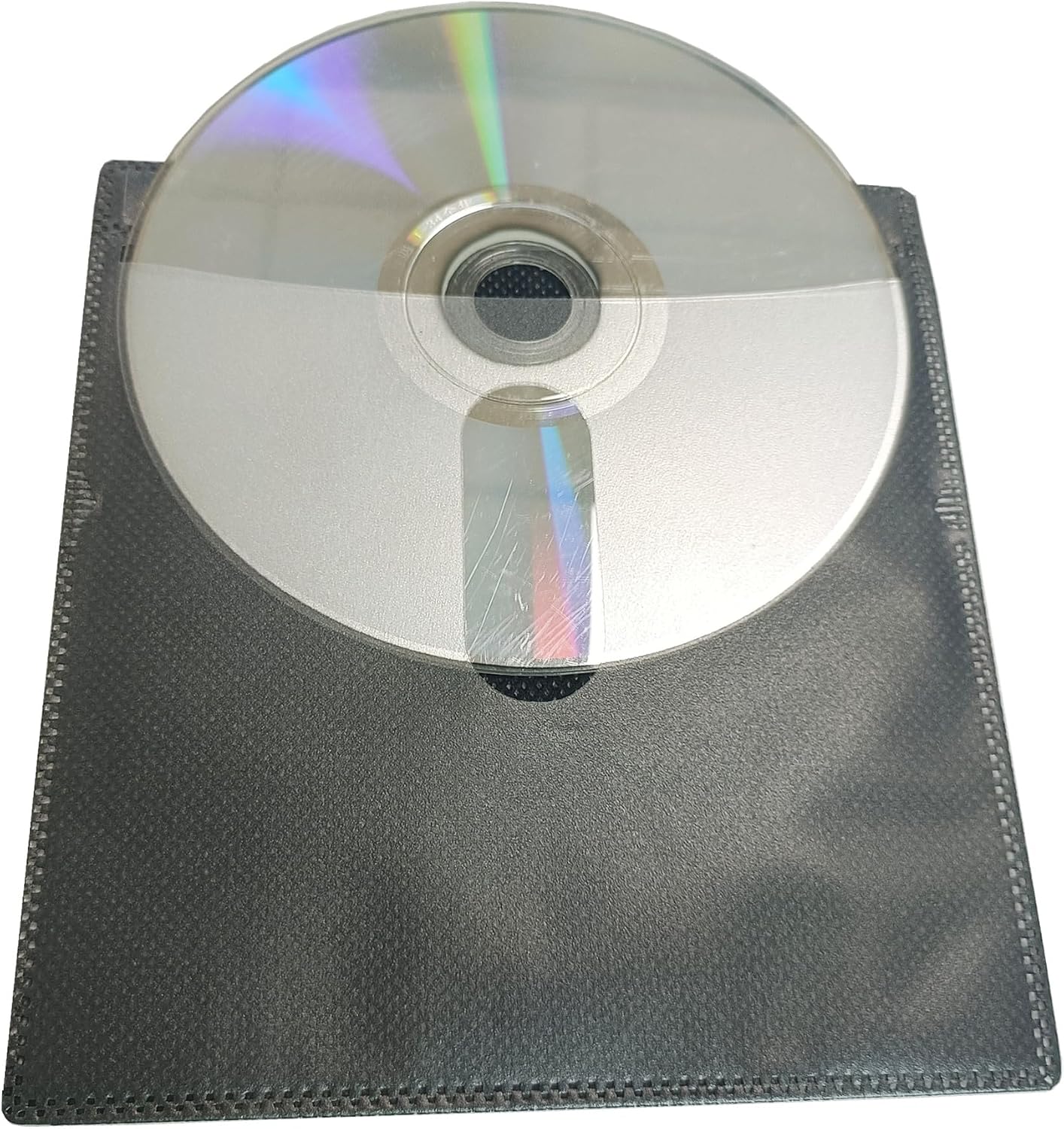 100 Pack Premium CD DVD Sleeves Cases,Thick Non-Woven Material Double-Sided Refill Plastic Sleeve for CD and DVD Storage Binders Disc Case with Drop-Proof Closure(New Black)