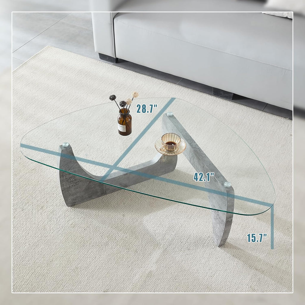 Btrpily Wooden Coffee Table - Modern Marble Coffee Table， Contemporary, Stylish, High-End Furnishing for Your Living Room (Marble Stone, Triangle)