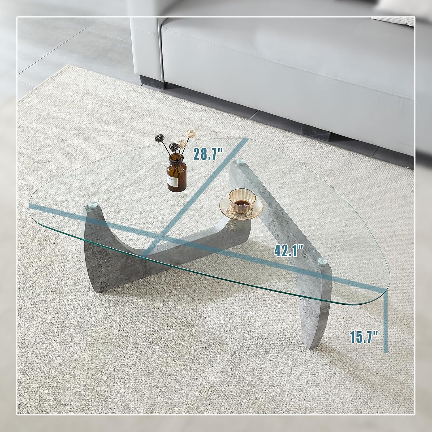 Btrpily Wooden Coffee Table - Modern Marble Coffee Table， Contemporary, Stylish, High-End Furnishing for Your Living Room (Marble Stone, Triangle)