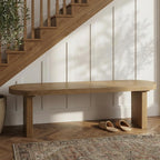 Merax 62.8" Solid Pine Dining Bench with Thick Block Legs – Rustic Modern Wood Seating for 3 Adults, Heavy Duty 350lbs Capacity, Natural Finish for Farmhouse Dining Room & Kitchen