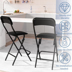 Folding Bar Stool with Back, 300lb Capacity, Collapsible Stool for Kitchen Bar, Height 25"- 2PC