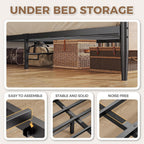 LIKIMIO Natural Rattan Queen Bed Frame with Wooden Headboard