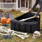 Klmnop 12ft Skeleton Storage Bag, Heavy Duty 600D Oxford Large Halloween Christmas Storage Bag with Zipper, Padded Handles & Label Pocket for 12 Foot Skeleton, Artificial Trees Holiday Decor(Black)