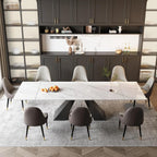 Marble Expandable Table for 8-12 People, 78.74-110.24 Inch Adjustable Length, Heat Resistant Scratch-Resistant Sintered Stone Table Top for Kitchen Dining Room Family Party