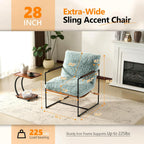 VINGLI 28" Wide Plush Upholstery Sling Modern Accent Chairs Set of 2,Reading Armchair with Removable Seat Cushion & Tan Microfiber Seat Base, Lazy Chair for Bedroom & Lounge,Pale Turquoise