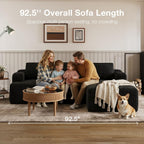 Novilla L-Shape Sectional Couches for Living Room with Smarts Coil® Support, 3 Seater Sectional Sofas for Living Room Bedroom, Corduroy Cloud Couch Sectional, No Assembly(Black, Right Hand Facing)