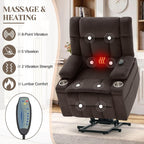 Korser Power Lift Recliner Chair with Massage and Heat for Elderly, Electric Lift Recliner for Adults with 2 Cup Holders, 2 Side and 2 Front Pockets, Lift Chairs Recliners for Living Room, Brown