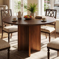 47 Inch Round Dining Table for 4-6 People, Rustic Circle Kitchen Table with X-Shaped Stable Pedestal, Dinner Table for Dining Room Kitchen Living Room, Walnut