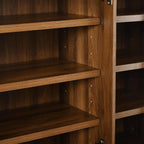73" Tall Arched Kitchen Pantry with Three Glass Doors,Door Shelves & Adjustable Shelves, Tall Cupboard for Dining Room, Bathroom (Walnut-CW)