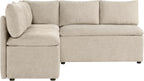 CHITA Breakfast Nook Bench with Storage, Upholstered Dining Bench with Back, Corner Kitchen & Dining Banquette Seating Nook, Dining Settee, L Shaped 5 Seats, Fabric in Khaki