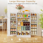 NAFORT 17-Tier Pantry Cabinet with 2 Doors and 6 Adjustable Shelves, Food Storage for Kitchen, Dining Room, Living Room (White)