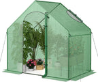 HAPPYGRILL Walk-in Greenhouse, 6 x 3 x 5.5 FT Portable Outdoor Green House for Winter w/ PE Cover, Rustproof PE-Coated Metal Frame, Roll-up Zippered Door, Window, Greenhouse for Outdoors