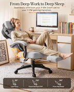 Dowinx Big and Tall Gaming Chair with Footrest, Gray | Breathable woven fabric with lumbar support and extra-wide seat back; big-and-tall frame fits larger, heavier users.