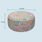 FUNHOME Inflatable Stool Ottoman Footrest with Handle, All Weather Footrest Seat D20 xH9, Water Repellent Footstool Pouf for Home Patio Garden and Camping Use-Melora Paisley