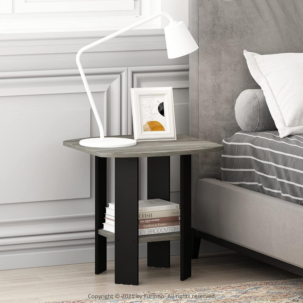 Furinno SIMPLE DESIGN Set of 2 Side Table, 2-Tier End Table, French Oak
